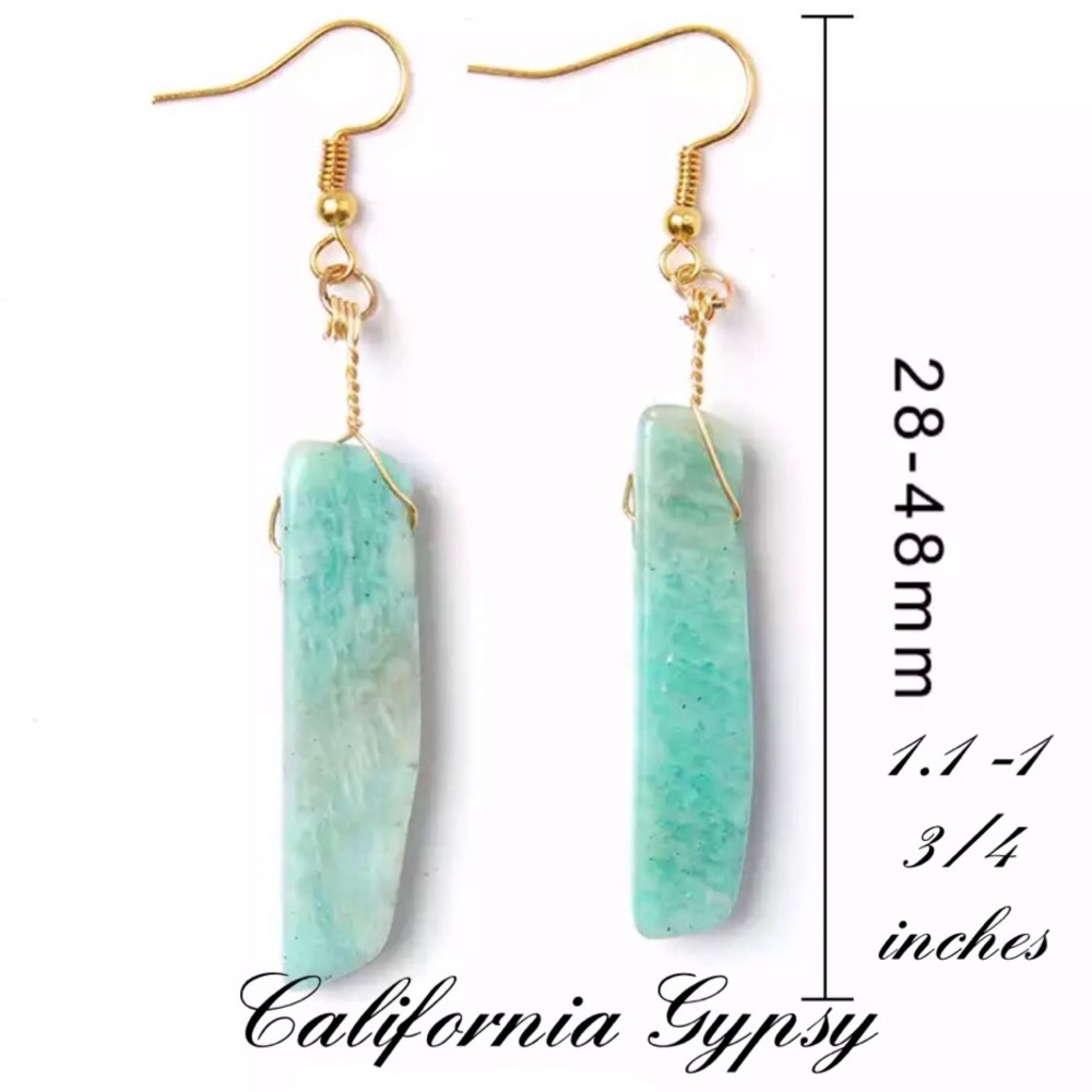 Gold Amazonite Boho Earrings - Picture 4 of 4